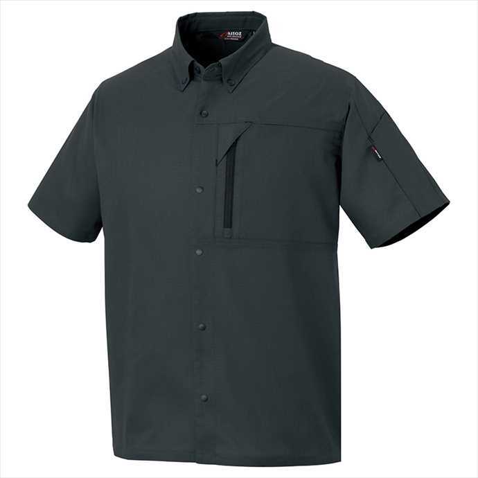 Rakuten - AITOZ アイトス 半袖オーバーシャツ チャコール 3337 仕事服 作業着 作業服 ワークウェア