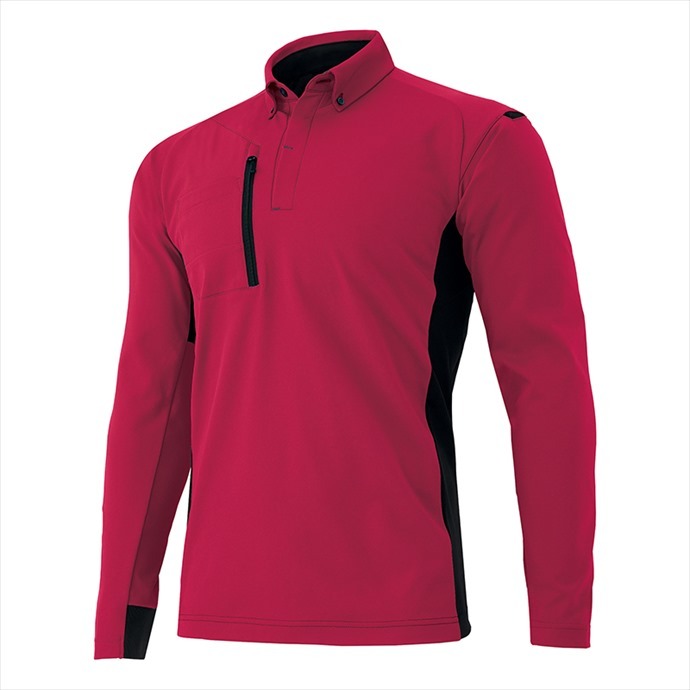 AITOZ アイトス スクラムテック長袖ポロシャツ レッド 10612 ウェア ストレッチ