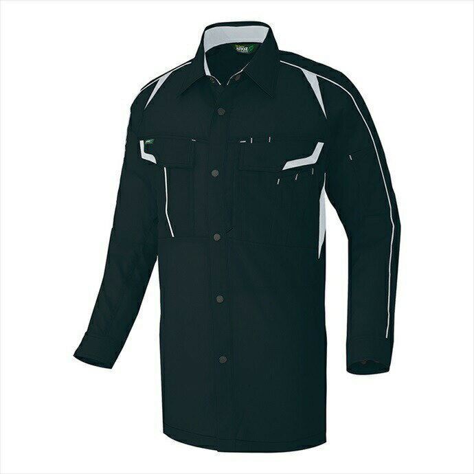 AITOZ アイトス 長袖シャツ(男女兼用) ブラック×シルバーグレー 1935 ウェア メンズ レディース