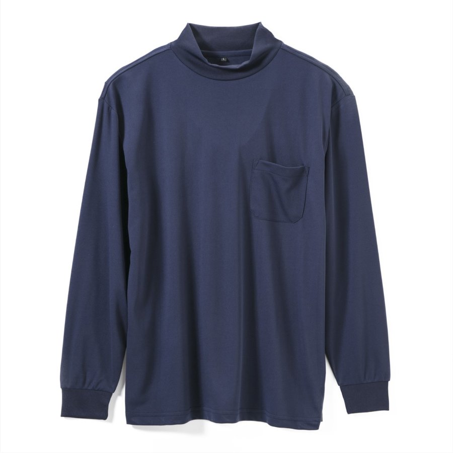 Tシャツ ポリ100％ ポケット付き 長袖 モックネック ハイネック SUPER PRICE 5221