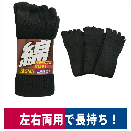 靴下 5本指 綿 カカトなし 3足組 L 長持ち 福徳産業 3250-3P 靴下 5本指 綿 カカトなし 3足組 L 長持ち 福徳産業 3250-3P