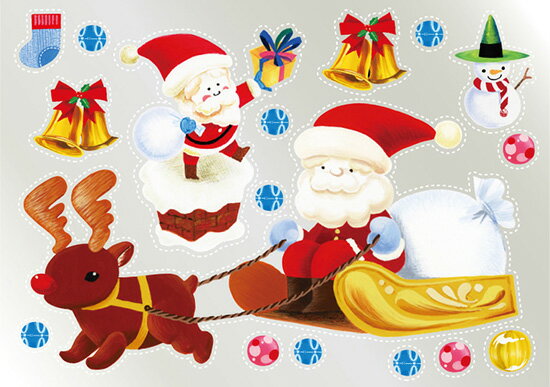 サンタクロースとそり ウィンドウシール 両面 No.6888