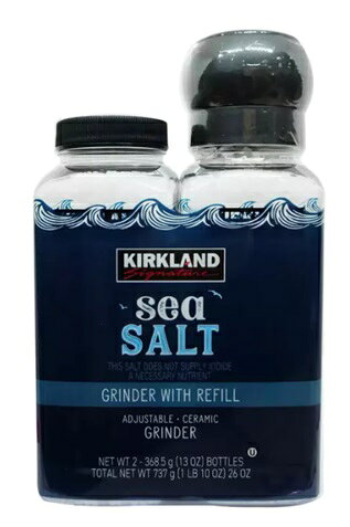 カークランドシグネチャー 海塩 ミル付き 737g (368.5g x 2) Kirkland Signature Sea Salt With Grinder