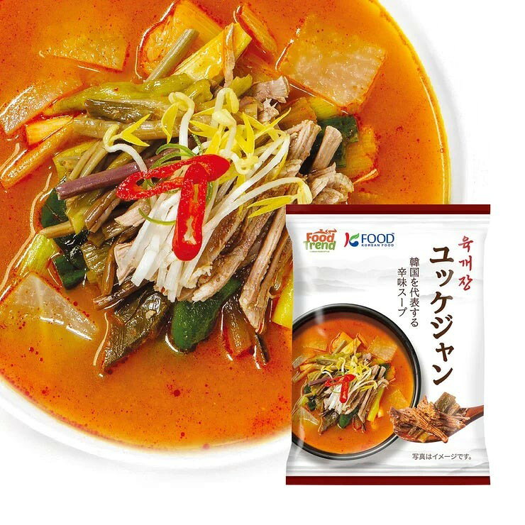 &nbsp; 【商品内容】 韓国の定番旨辛スープ、ユッケジャン 牛肉の旨みをベースに、唐辛子をきかせたコク深い味わい お湯を注いで約2分の簡単調理 忙しい日の食事やお弁当、アウトドアにも便利 ポスト投函商品 韓国の定番スープ、ユッケジャンをご家庭で手軽に楽しめるフリーズドライスープです。 お湯を注いで約2分でお召し上がりいただけます。 忙しい日の食事やお弁当、アウトドアにも便利です。 ご飯を加えてクッパ風にしたり、春雨を加えたりすることで、さまざまなアレンジを楽しめます。 カップなどに本品を入れ、お湯を約180ml注いでください。約2分後、軽くかき混ぜてからお召し上がりください。 &nbsp; 【保存方法・期限表示について】 ・直射日光・高温多湿を避け、常温で保存してください。開封後に冷蔵保存が必要な商品につきましては、その旨を商品パッケージに記載しております。 ・消費期限・賞味期限のある商品につきましては、商品パッケージ本体に記載しております。 &nbsp; 【商品・画像についてのご注意】 ・バリエーションのある商品の場合、商品画像が複数ある場合がございますが発送されるのは1点です。カラーやサイズなどのバリエーションは商品名をご確認ください。 ・商品の外装デザインは画像と異なる場合がございます。 &nbsp; 【送料・配送についての注意事項】 ・ご注文入れ違い等により欠品・遅延となる場合がございます。 ・ご注文の商品によって北海道、沖縄、離島および一部地域への配送時に追加送料がかかる場合や、配送ができない場合がございます。 ・お客様都合でのキャンセルはお受け出来ませんのでご了承下さい。