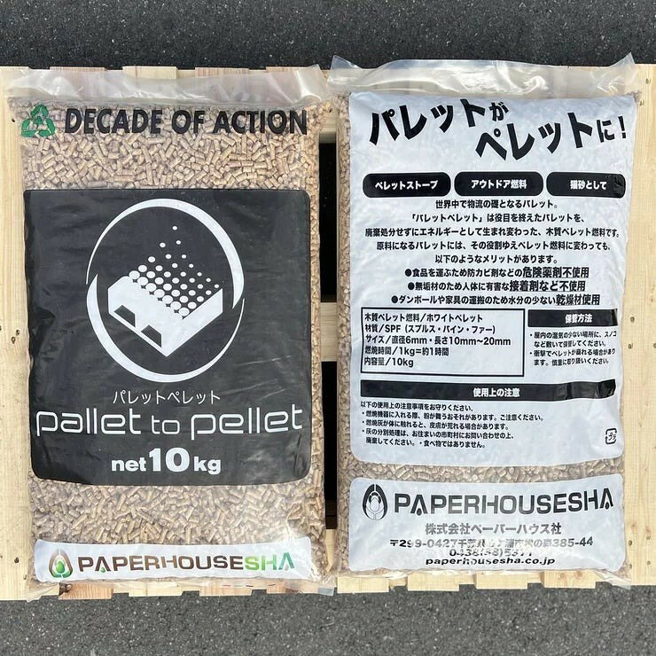 &nbsp; 【商品内容】 木製のホワイトペレット SPF材(スプルース・パイン・ファー)種混合針葉樹 防カビ剤や接着剤無添加 10kg x2袋セット 含水量が少ない木材をおがくず化して圧縮しているので大きな発熱量を生み出します。 また、よく乾燥している為、煙が少なく匂いもほとんどしない高品質なペレットです。 無垢材のパレットを資源として再利用しているので、接着材などの不純物が一切混じっていない環境に配慮した商品です。 &nbsp; 【商品・画像についてのご注意】 ・バリエーションのある商品の場合、商品画像が複数ある場合がございますが発送されるのは1点です。カラーやサイズなどのバリエーションは商品名をご確認ください。 ・商品の外装デザインは画像と異なる場合がございます。 &nbsp; 【送料・配送についての注意事項】 ・ご注文入れ違い等により欠品・遅延となる場合がございます。 ・ご注文の商品によって北海道、沖縄、離島および一部地域への配送時に追加送料がかかる場合や、配送ができない場合がございます。 &nbsp; 【返品・交換についての注意事項】 ご注文後のお客様都合によるキャンセル・返品・交換はお受けできません。 商品内容・仕様等を十分にご確認のうえ、ご注文ください。 ※大型商品については、サイズ・設置場所・搬入経路も事前にご確認ください。