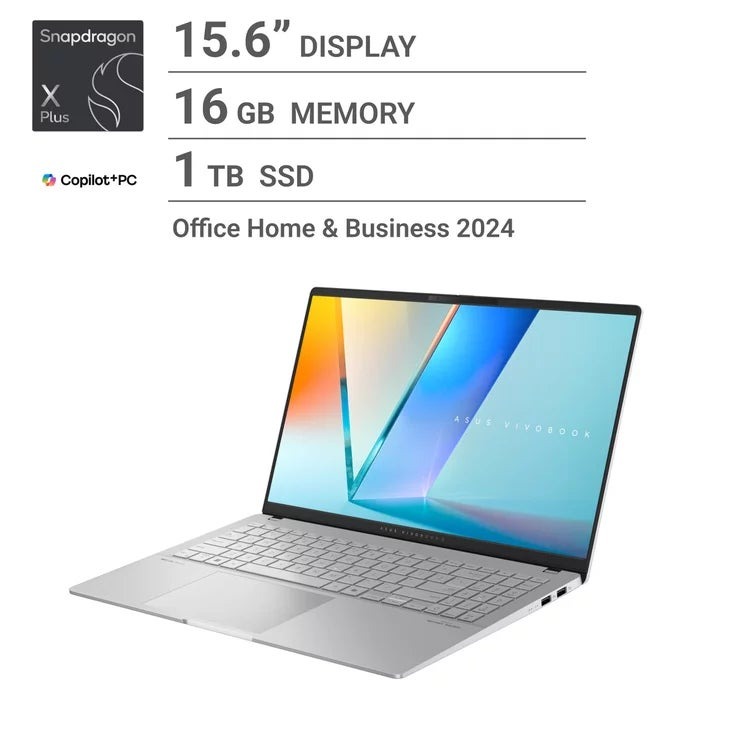 エイスース ノートPC/Vivobook S/15.6”/Copilot+/Snapdragon X Plus X1P-42-100/16GB/SSD 1TB/シルバー/S5507QA-PUCOSI ASUS laptop/Vivobook S/15.6inch/Snapdragon 1TB/Silver/S5507QA-PUCOSI ノートPC/Vivobo ノートパソコン 薄型 軽量 ARM