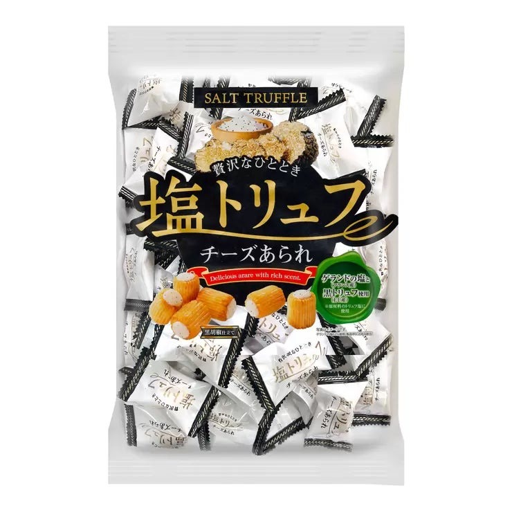 &nbsp; 【商品内容】 ゲランドの塩(フランス産)使用 黒トリュフ(EU産)使用 十勝産カマンベールチーズパウダー使用 内容量:200g x 3袋 黒トリュフの芳醇な香りとゲランドの塩の塩味と黒胡椒の辛味が楽しめる十勝産カマンベールチーズパウダーを使用した贅沢&高級感のあるチーズあられです。 &nbsp; 【保存方法・期限表示について】 ・直射日光・高温多湿を避け、常温で保存してください。開封後に冷蔵保存が必要な商品につきましては、その旨を商品パッケージに記載しております。 ・消費期限・賞味期限のある商品につきましては、商品パッケージ本体に記載しております。 &nbsp; 【商品・画像についてのご注意】 ・バリエーションのある商品の場合、商品画像が複数ある場合がございますが発送されるのは1点です。カラーやサイズなどのバリエーションは商品名をご確認ください。 ・商品の外装デザインは画像と異なる場合がございます。 &nbsp; 【送料・配送についての注意事項】 ・ご注文入れ違い等により欠品・遅延となる場合がございます。 ・ご注文の商品によって北海道、沖縄、離島および一部地域への配送時に追加送料がかかる場合や、配送ができない場合がございます。 ・お客様都合でのキャンセルはお受け出来ませんのでご了承下さい。