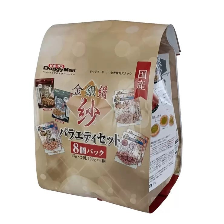 &nbsp; 【商品内容】 ドッグフード/全犬種用スナック 国産 絹紗ささみキューブプレーン100g 2個入り 絹紗牛タン 100g 2個入り 絹紗レバーin 100g 2個入り 金紗 鶏むねとレバーが入った旨みあふれるひとくち仕立て 95g 1個入り 銀紗 鶏ももと野菜が入った香りたつ薄切り仕立て 95g 1個入り 超小型犬・小型犬や、シニア犬にうれしい極上のやわらかさ。 保存料・合成着色料・発色剤・酸化防止剤を使用していません。 &nbsp; 【商品・画像についてのご注意】 ・バリエーションのある商品の場合、商品画像が複数ある場合がございますが発送されるのは1点です。カラーやサイズなどのバリエーションは商品名をご確認ください。 ・商品の外装デザインは画像と異なる場合がございます。 &nbsp; 【送料・配送についての注意事項】 ・ご注文入れ違い等により欠品・遅延となる場合がございます。 ・ご注文の商品によって北海道、沖縄、離島および一部地域への配送時に追加送料がかかる場合や、配送ができない場合がございます。 ・お客様都合でのキャンセルはお受け出来ませんのでご了承下さい。