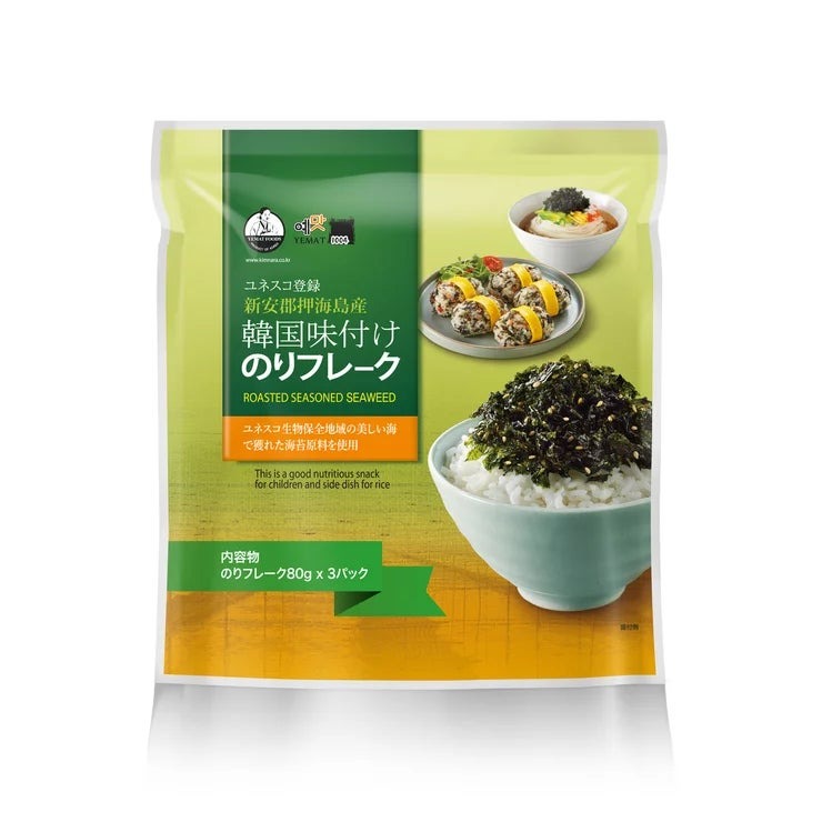 韓国味付けのりフレーク 80g x 3袋 Korean Seaweed Flake 80g x 3 bags ごはんのお供 ふりかけ チャンジャ 海苔 まとめ買い おにぎり お弁当 パリパリ 食卓 副菜 常備食