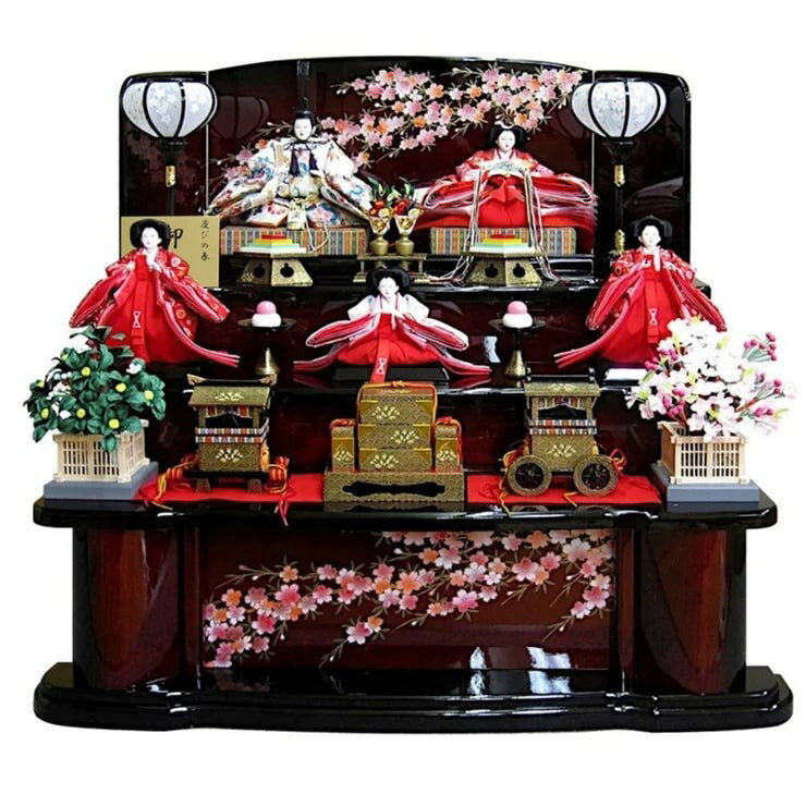 ひな人形 三段五人飾り 42J-158 Hina Doll With 3 Tier 42J-158 雛祭り 初節句 お祝い コンパクト 収納 木製 おしゃれ 日本人形 飾り台 女の子 贈り物 伝統工芸