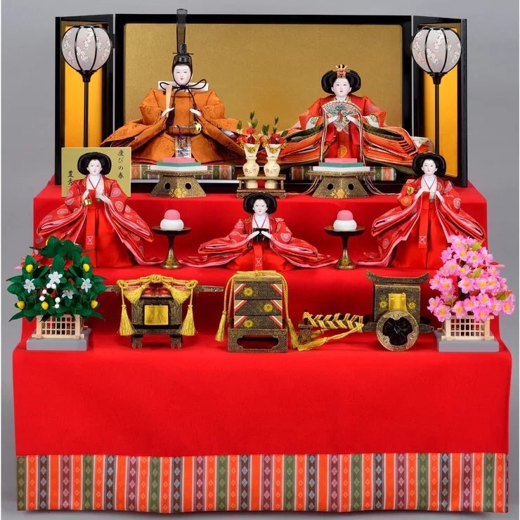 ひな人形 三段五人飾り S15-M950A Hina Doll With 3 Tier S15-M950A 雛飾り お雛様 節句人形 初節句 女の子 コンパクト おしゃれ 収納 インテリア 和風 贈り物 出産祝い