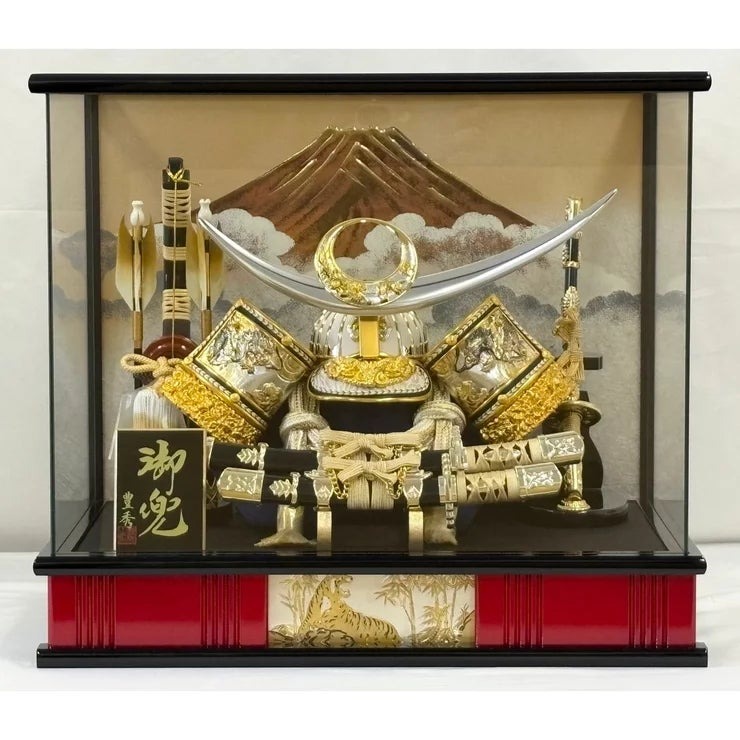 五月人形 兜ケース飾り 27-5-1Z Japanese Warrior Doll Kabuto with Case 27-5-1Z 端午の節句 初節句 男の子 お祝い 鎧 武者 コンパクト 室内飾り 収納 インテリア 贈り物 プレゼント