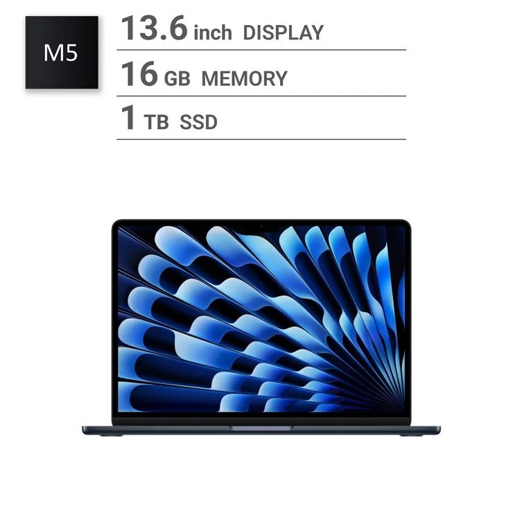 アップル Apple/MacBook Air 13インチ/10コアCPU/ 10コアGPU/M5チップ /16GB/1TB SSD-ミッドナイト Apple MacBook Air 13-inch / 10-core CPU GPU / M5 chip / 16GB RAM / 1TB SSD - Midnight /MacBook Air ノートパソコン 薄型 軽量 高性能 大学生 テレワーク