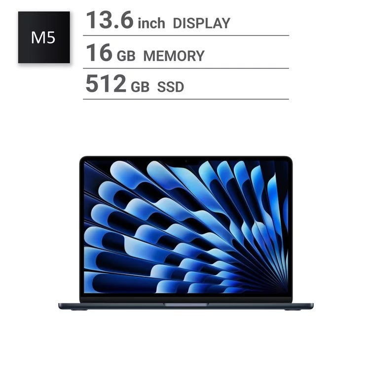 アップル Apple/MacBook Air 13インチ/10コアCPU/ 8コアGPU/M5チップ /16GB/512GB SSD-ミッドナイト US配列キーボード Apple MacBook Air 13-inch/10-core CPU/8-core GPU/M5 chip/16GB RAM/512GB SSD - Midnight US Keyboard /MacBook Air ノートパソコン 薄型 軽量 高性能