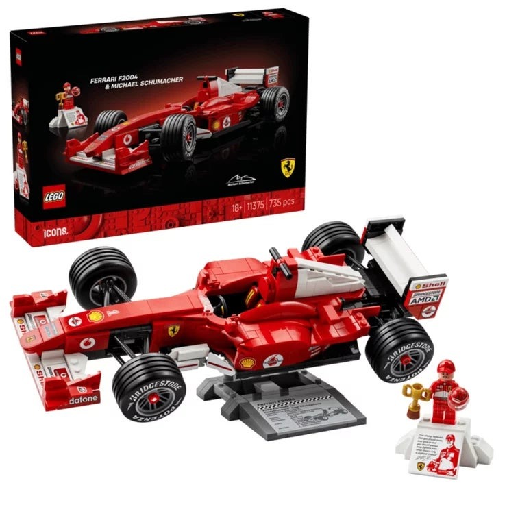 &nbsp; 【商品内容】 大人向けのF1モデルカーキット - 大人のF1ファンやグッズコレクターへ贈る、レゴ(R)アイコン Ferrari F2004 & ミハエル・シューマッハ(11375) セット内容 - Ferrari F2004レプリカモデルの組み立てに必要なブロックとパーツ一式、ミハエル・シューマッハのミニフィギュア、ディスプレイ用スタンド、表彰台、ドライバーヘルメット、トロフィー ギミック満載 - 動くステアリング、カットスリックタイヤ(Bridgestone Potenzaの印字入り)、リアルなコックピット、精巧なV型10気筒エンジンを搭載 プレミアムなディスプレイモデル - 車両データを記載した情報プレート付きのモデルカー専用スタンドと、ミニフィギュア用の表彰台型スタンド(7度のF1世界チャンピオンの写真と名言付き)が付属 大人へ贈るレゴ(R)セット - お誕生日や特別な日のお祝いにふさわしいレゴ(R) F1 コレクション デジタル版組み立て説明書 - LEGO(R) Builderアプリは、立体表示されるモデルを拡大・回転して手順を確認しながら組み立てを進め、進行状況を保存できるだけでなく、別売セットの閲覧もできます ぶっちぎりの楽しさ - レゴ(R) F1(R) シリーズには、この他にも家族みんなで組み立てとディスプレイ、レースごっこを楽しめるラインナップが勢ぞろい(各セット別売) サイズ -(約)高さ7cm × 長さ32cm × 幅13cm/ピース数:735 レゴ(R)アイコン Ferrari F2004 & ミハエル・シューマッハ(11375)を組み立てながら、F1レースの黄金時代に思いを馳せよう。ミハエル・シューマッハがハンドルを握り、2004年 F1シーズンを席巻した伝説のFerrari F2004のレプリカモデルをリアルに組み立てられます。 動くステアリング、カットスリックタイヤ、精巧なV型10気筒エンジンを搭載した本格的なスケール模型には、車両データを記載した情報プレート付きの専用ディスプレイスタンドが付属しています。 ミハエル・シューマッハのミニフィギュアには、ヘルメット、優勝トロフィー、表彰台型ディスプレイスタンド(7度のF1世界チャンピオンの写真と名言付き)が付属しています。 どこに飾っても注目を集めるハイクオリティの組み立てモデルは、F1レースファンやグッズコレクターへの贈りものにも喜ばれます。 &nbsp; 【商品・画像についてのご注意】 ・バリエーションのある商品の場合、商品画像が複数ある場合がございますが発送されるのは1点です。カラーやサイズなどのバリエーションは商品名をご確認ください。 ・商品の外装デザインは画像と異なる場合がございます。 &nbsp; 【送料・配送についての注意事項】 ・ご注文入れ違い等により欠品・遅延となる場合がございます。 ・ご注文の商品によって北海道、沖縄、離島および一部地域への配送時に追加送料がかかる場合や、配送ができない場合がございます。 &nbsp; 【返品・交換についての注意事項】 ご注文後のお客様都合によるキャンセル・返品・交換はお受けできません。 商品内容・仕様等を十分にご確認のうえ、ご注文ください。 ※大型商品については、サイズ・設置場所・搬入経路も事前にご確認ください。