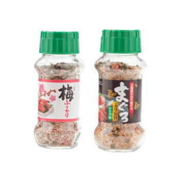 梅ふりかけは、梅・しその風味をいかしたふりかけです。しそを使用し、鰹・胡麻・海苔で風味を高めています。まぐろふりかけは、わさびの風味が効いており、マグロの刺身をイメージしております。内容量梅ふりかけ:85g/個、まぐろふりかけ:85g/個サイズ個装サイズ：34.8×17.2×43.5cm重量2550g個装重量：12000g仕様賞味期間：製造日より360日セット内容梅ふりかけ:85g×15個、まぐろふりかけ:85g×15個生産国日本栄養成分(100g当たり)梅ふりかけ:熱量:353kcal、たんぱく質:12.4g、脂質:12.0g、炭水化物:48.8g、食塩相当量:21.9gまぐろふりかけ:熱量:373kcal、たんぱく質:11.5g、脂質:6.2g、炭水化物:67.8g、食塩相当量:10.2g原材料名称：ふりかけ【梅ふりかけ】梅風味顆粒(食塩、乳糖、砂糖、その他)(国内製造)、ごま、ポテトフレーク、かつお風味顆粒(乳糖、食塩、鰹節粉末、砂糖、その他)、ぶどう糖、脱脂小麦胚芽、乾燥加工梅、のり、食塩、あおさ、醤油、でん粉、砂糖、トマトパウダー、デキストリン/調味料(アミノ酸等)、加工でん粉、貝Ca、着色料(紅麹、カロチノイド、ラック、赤キャベツ、カラメル)、酸味料、香料、甘味料(ステビア、カンゾウ)、(一部に 乳成分・小麦・さば・大豆・ゼラチン・ごまを含む)【まぐろふりかけ】ポテトフレーク(アメリカ製造、バングラデシュ製造)、ぶどう糖、でん粉、ごま、食塩、砂糖、乾燥鮪フレーク、醤油、わさび顆粒、鰹節粉末、のり、デキストリン、発酵調味料、粉末醤油、魚醤、野菜エキス、トマトパウダー、オニオンパウダー、酵母エキス/加工でん粉、調味料(アミノ酸等)、着色料(カラメル、カロチノイド、ラック、クチナシ、紅花黄)、トレハロース、貝Ca、香料、甘味料(カンゾウ、ステビア、アセスルファムK)、酸化防止剤(V.E)、(一部に乳成分・小麦・大豆・豚肉・ごまを含む)アレルギー表示乳、小麦、ごま、さば、大豆、豚肉、ゼラチン（原材料の一部に含んでいます）保存方法直射日光などの高温や多湿を避けて、保存してください。製造（販売）者情報製造者:株式会社みなり/広島県東広島市河内町下河内636fk094igrjs