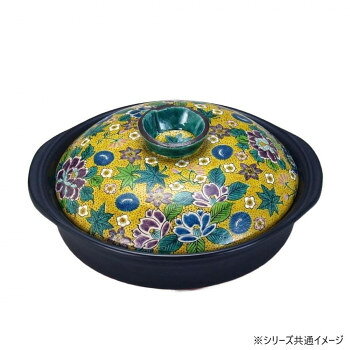 日本製　伝統工芸　九谷焼 9号土鍋 吉田屋花詰 N152-11