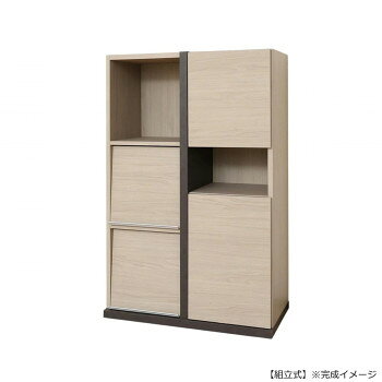 日本製組立家具 収納キャビネット ディスプレイラック クルミ…
