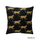 東京かんかん レオパード刺繍クッションカバー ブラック M30-2538BK