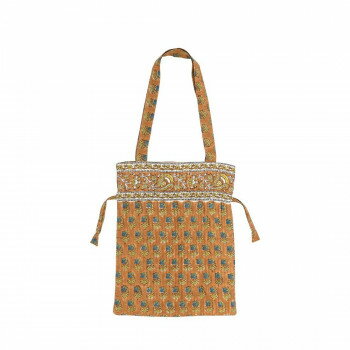 コンフィーブロックプリント キルト巾着トート オレンジ 16725795121