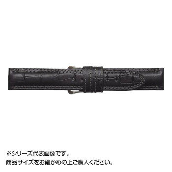 MIMOSA(ミモザ) 時計バンド IT型押ワニ 19mm ブラック (美錠:銀) CIT-A19
