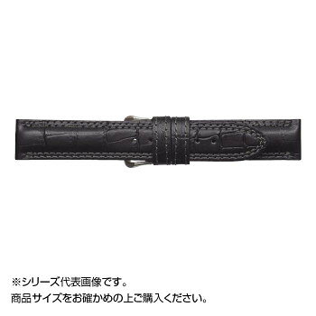 MIMOSA(ミモザ) 時計バンド IT型押ワニ 20mm ブラック (美錠:銀) CIT-A20