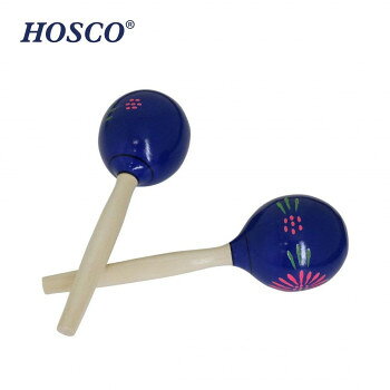 HOSCO(ホスコ)　パーカッション ウッドマラカス　丸型9.5×31.5cm　ブルー HP-MR-R/BL