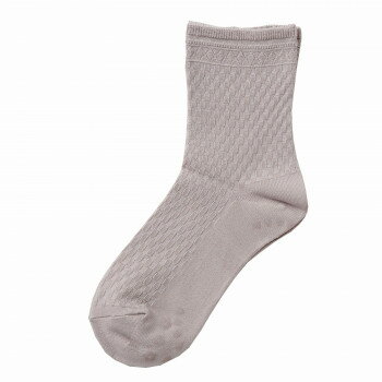 神戸生絲　婦人ゴムなし柄すべり止めソックス(格子)22-24cm 3335 グレー