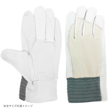 強度の強い牛クレスト革を使用しています。甲メリヤスなので、通気性が良くソフトな装着感です。ゴムタックは手首に軽くフィットします。耐久性と軽快な装着感を重視する現場に向いています。サイズLL(全長/23.5、中指長/約8.5、手の平周り/約21)cm個装サイズ：24.7×14.3×3.1cm重量個装重量：80g素材・材質牛表革、綿生産国中国fk094igrjs