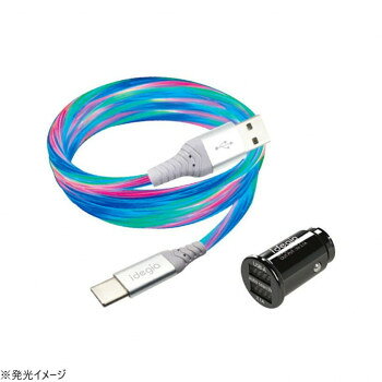 断線対策、保護強化ブッシュ採用。本製品は接続機器と充電器に接続するとケーブル部が流れるように発光します。※本製品は充電器側のUSB-Aポートに接続するとケーブル部が流れるように発光します。※コネクタはしっかり差し込まれた状態でご使用ください。※ケーブルの発光について:USB-Aコネクタ側からType-Cコネクタ側にかけて明るさが異なります。※本製品の充電器本体は、国産DC12/24V車共用です。指定以外の電源には使用しないでください。※外車・特殊車両(ゴミ収集車、ミキサー車、冷凍車などモーター積載のもの)への使用はできません。※本製品の充電器本体サイズ(プラグ直径)が、一部のアクセサリーソケット形状と適合しない場合がありますのでご注意ください。※本製品の充電器本体は、日本国外で使用しないでください。※本製品は、当社の規格設計によるものであり接続機器の充電時間は純正充電器と異なります。※接続機器によっては充電ができない場合もあります。※iPhone、iPad、androidスマートフォン/タブレット等を充電する際は、それぞれの機器に適合したケーブルをご使用ください。※不適合のケーブルを使用した場合、充電不良や本製品の故障、ケーブルの発熱等の原因となります。※本製品を使用する前に、接続する機器の全てのデータは必ずバックアップを取ってください。サイズケーブル長1.0m個装サイズ：2.7×0.8×18cm重量個装重量：48g仕様USB-A - Type-Cケーブル対応電流:3.0AUSB-A2ポート(3.1A)充電器付き3.0A対応PVCケーブルデータ通信可能(480Mbps)3.0A対応PVCケーブルデータ通信可能(480Mbps)生産国中国fk094igrjs