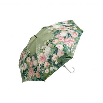 上品な雰囲気を醸し出すホワイトハンドルとグラスファイバーを使った軽量の晴雨兼用ジャンプ傘。色鮮やかな花々が雨の日の気分をあげてくれます。サイズ広げた時のサイズ:Φ108×L83cm、親骨の長さ:58.5cm(8本)個装サイズ：83.0×5.0×5.0cm重量個装重量：380g素材・材質かさ生地の組成:ポリエステル、リブ:グラスファイバー、シャフト:黒鉄付属品取扱説明書生産国中国fk094igrjs
