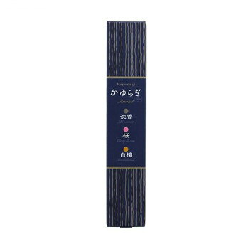 自然界に存在する独特な『ゆらぎ』の世界は、私たちに快適な感覚を与えてくれます。植物が成長するさま、波音、せせらぎ、色や光の変化など 自然の恵みから発せられる『ゆらぎ』は、わたしたちに快適な感覚を与えてくれます。ここちよい香りもその『ゆらぎ』のひとつかもしれません。「かゆらぎ」は、そんな自然の恵みを想起させる和風の香りをお香にしました。【香リの特徴】沈香:洗練された深みのある伝統的な香木沈香の香り桜:春爛漫の優しさあふれる桜の香り白檀:穏やかにひろがる素朴な香木白檀の香りサイズ高さ160×幅30×奥行25mm、お香サイズ:約140mm個装サイズ：16.2×3×2.7cm重量約40g(箱含む)個装重量：30g素材・材質タブ粉、香料仕様燃焼時間:約25分生産国日本fk094igrjs