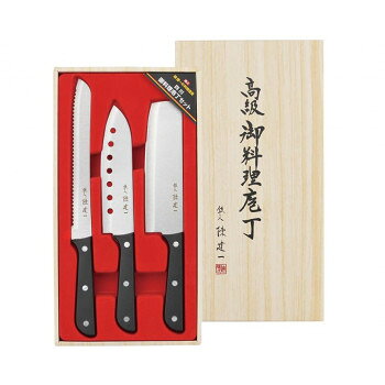 食材にあった料理道具選びができるセットです。サイズ個装サイズ：18.5×34.8×2.5cm重量個装重量：230g素材・材質本体:ステンレス刃物鋼、柄:ポリプロピレンセット内容穴明万能包丁×1、菜切包丁×1、パン切包丁×1生産国中国fk094igrjs