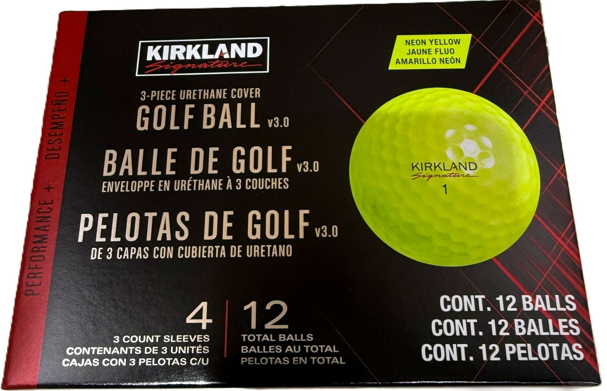 【12個入】KIRKLAND SIGNATURE カークランドシグネチャー 3ピースゴルフボール バージョン3.0 イエロー 12個入り 3-piece Golf Ball V3.0 Yellowゴルフ ボール 黄色 色付き ゴルフボール