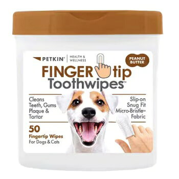 Petkin フィンガーティップワイプ 歯用 ピーナッツバター味 Petkin Fingertip Tooth Wipes- Peanut Butter ペット用品 犬用品 猫用品