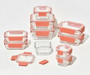 オレンジピンク【10個セット】グラスロック ガラス食品保存容器 小分け コンパクト 食洗器可 電子レンジ可 オーブン可 蓋 耐熱強化ガラス 作り置き 冷凍 積み重ね 弁当箱