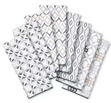 ナリータ【8枚パック】マイクロファイバー キッチンタオル 超ソフト＆高耐久性 吸収 洗濯可 お皿拭き ..