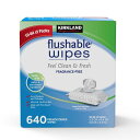 カークランドシグネチャー 流せるウェットワイプ 64 枚 x 10 Kirkland Signature Flushable Wipe 64 Count x 1...