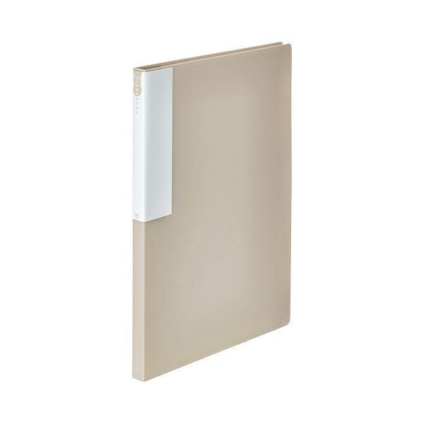 （まとめ） TANOSEEクリヤーブック（再生PP） A4タテ 24ポケット 背幅17mm グレージュ 1セット（10冊） 【×3セット】