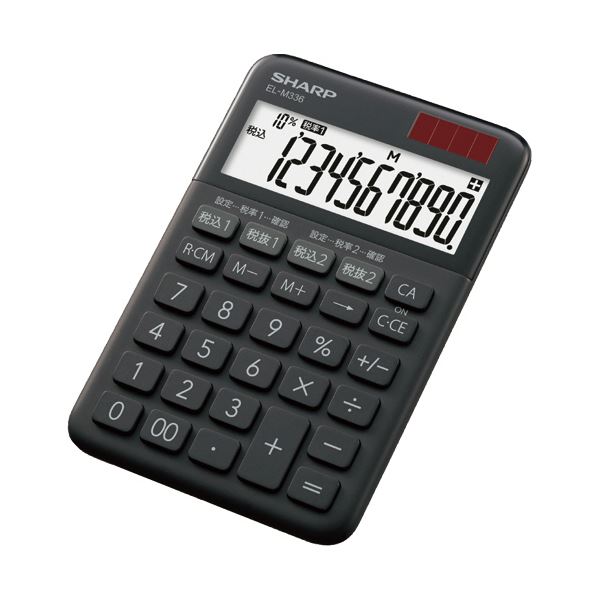 お客様都合でのキャンセルはお受け出来ませんのでご了承下さい。■サイズ・色違い・関連商品■イエロー系■グリーン系■ピンク系■グレー系■ブラック系[当ページ]■ベージュ系■バイオレット系■商品内容【ご注意事項】この商品は下記内容×5セットでお届けします。●カラーはブラック系です。■商品スペック桁数：10桁寸法：W100×D149.5×H22.6mm質量：約125g色：ブラック系機能：演算状態表示、複数税率対応、早打ち対応表示部：傾斜その他仕様：●抗ウイルス●抗菌保証期間：1年備考：※質量は電池含む■送料・配送についての注意事項●本商品の出荷目安は【1 - 7営業日　※土日・祝除く】となります。●お取り寄せ商品のため、稀にご注文入れ違い等により欠品・遅延となる場合がございます。●本商品は仕入元より配送となるため、沖縄・離島への配送はできません。[ EL-M336-BX ]