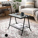 【送料無料】コーヒーテーブル ブラック 約幅53.5×奥行38×高さ45.5cm 棚付き レトロ調 コンパクト ローテーブル サイドテーブル センターテーブル ベッドサイドテーブル ソファサイドテーブル テーブル インテリア家具 リビング家具 組立品