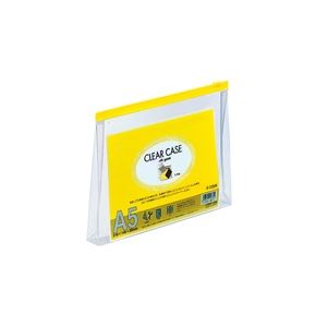 (業務用10セット) LIHITLAB クリアケース/クリアポーチ 【A5/ワイドマチ付き】 ヨコ型 F-72SM 黄