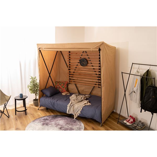 ルーム テント 約幅200×奥行107×高さ198cm ベージュ スチール ポリエステル リビング インテリア家具 ..