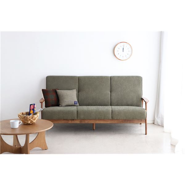 ソファ 3人掛け グリーン 肘付き コーデュロイ張地 リガラ 3人掛けソファ リビング家具 インテリア家具..