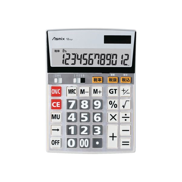 ■商品内容【ご注意事項】この商品は下記内容×2セットでお届けします。設定税率がいつでも確認できる税率表示液晶搭載。■商品スペック●規格：LL●外寸：幅122×奥170×高29mm●重量：160g●桁数：12桁●表示数字高：15mm●2メモリ●電源：太陽電池＋LR1131●数字が見やすい傾斜表示タイプ■送料・配送についての注意事項●本商品の出荷目安は【5 - 11営業日　※土日・祝除く】となります。●お取り寄せ商品のため、稀にご注文入れ違い等により欠品・遅延となる場合がございます。●本商品は仕入元より配送となるため、沖縄・離島への配送はできません。[ C1255 ]