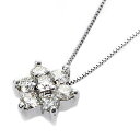 【送料無料】ダイヤモンド ネックレス 0.3ct K18 ホワイトゴールド 0.3カラット 花 フラワーモチーフ ペンダント 鑑別カード付き