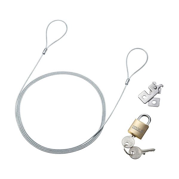 （まとめ）サンワサプライ NanoSaverスロット対応セキュリティワイヤー(南京錠タイプ) SL-83 1個【×5セット】