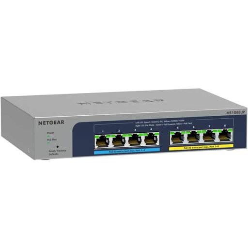 NETGEAR Inc. Ultra60 PoE++対応 (230W)1G/2.5Gマルチギガ8ポートアンマネージプラススイッチ MS108EUP-100JPS NETGEAR Inc. Ultra60 PoE++対応 (230W)1G/2.5Gマルチギガ8ポートアンマネージプラススイッチ MS108EUP-100JPS