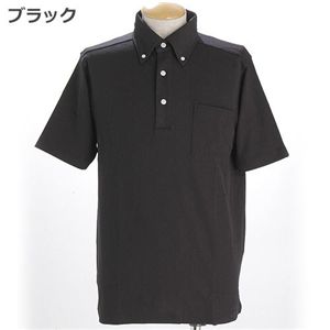 ボタンダウンシャツ ブラック Lサイズ 綿 ポリエステル 通気性 COOLBIZ ドライメッシュ BDシャツ ビジネス 通勤 スポーツ 衣類