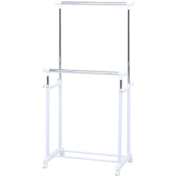 パイプダブルハンガーWH ホワイト 組立品【代引不可】